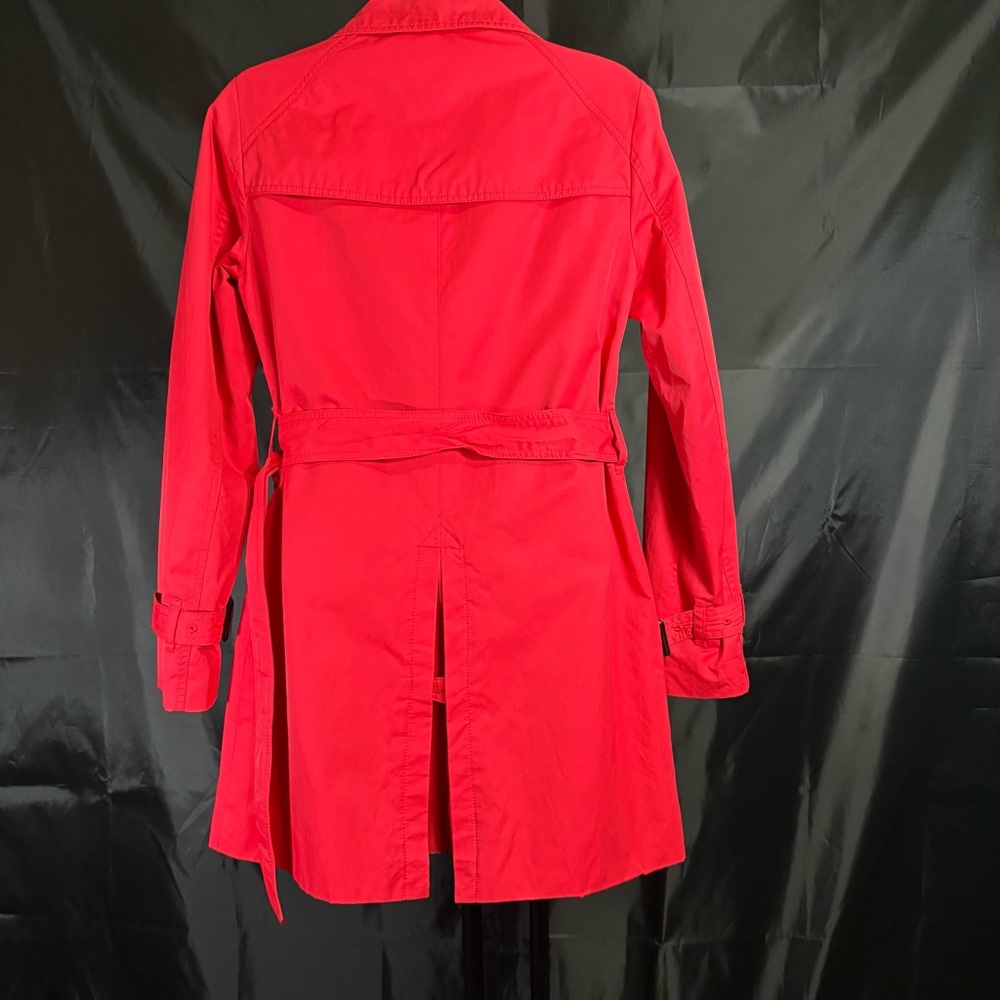Women's Red Double-Breasted Trench Coat Sz S - Picture 8 of 16